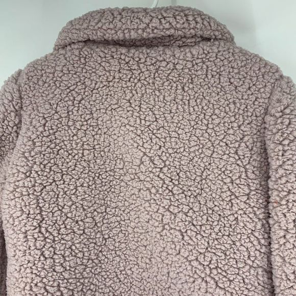 FASHION NOVA Pink Blush Sherpa Teddy zip up jacket size Medium GUC 3727 Lined - Picture 4 of 7